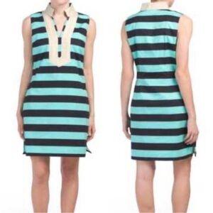 Sail To Sable Classic Striped Tunic Dress with Gold Trim